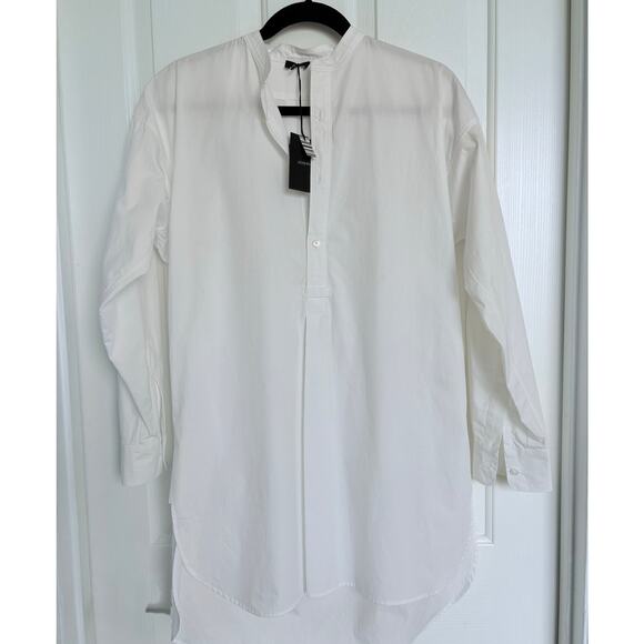 Joseph Edwin Poplin White Cotton Tunic Blouse Shirt Mandarin Collar Tunic 36 NWT - Picture 2 of 6